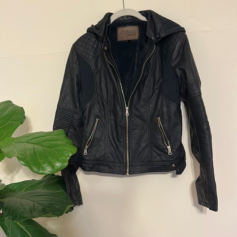 Leather hoodie
